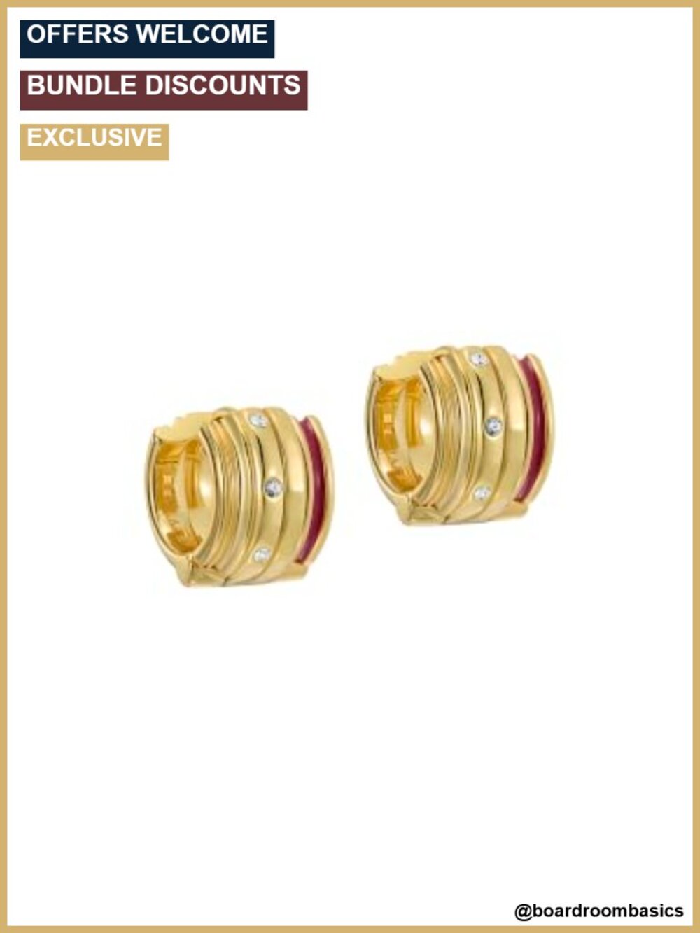Gold Tone Huggie Hoop Earrings with European Crystals